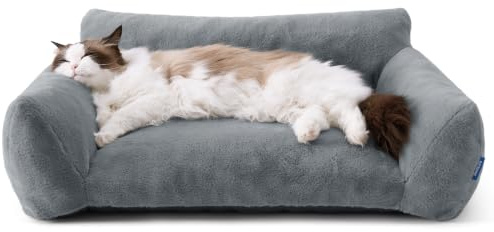 Bedsure Dog Sofa Bed Large - Cat Bed for Indoor Cats, 76x51x25cm, Dark Grey