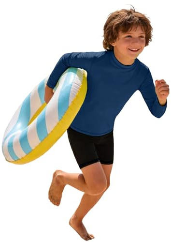 Generisch Camiseta de natación de manga larga para niño, protección UV, ideal para playa, piscina y deportes acuáticos en verano (UPF 50+).