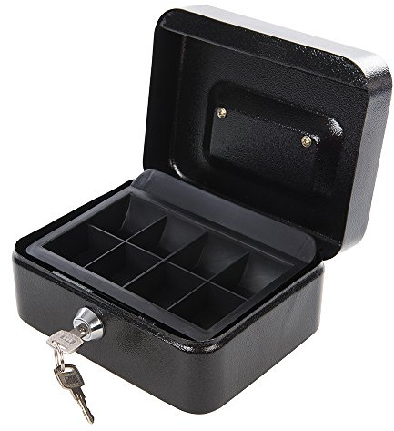 Silverline 795764 Metallkassette für Geld und Wertsachen, abschließbar, Black