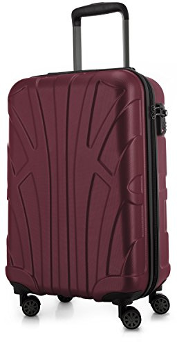 suitline - Handgepäck Bordgepäck Koffer mit Laptoptasche und Erweiterung, Business Trolley, TSA, 55 cm, ca. 38 Liter, 100% ABS matt, Burgund