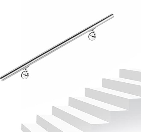 LZQ 80cm Handlauf Edelstahl Geländer Treppengeländer für Treppen Brüstung Balkon Innen & Außen mit Wandhaltern Halter