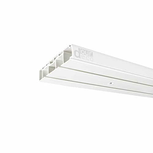 ourdeco® Vorhangschiene, Gardinenschiene weiß, 300 cm, 2-läufig (2x 150 cm inkl. Verbinder)