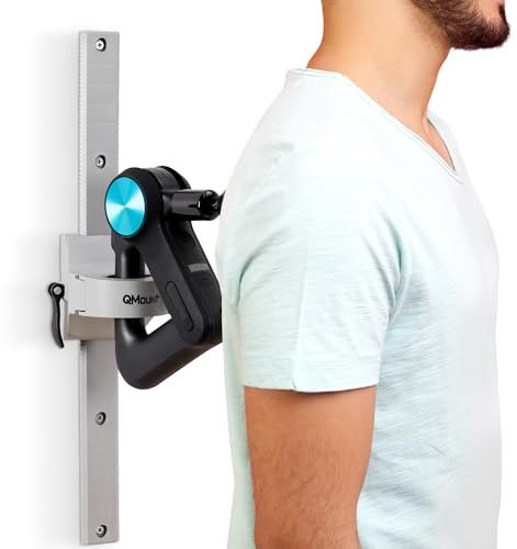 QMount Justerbar massagepistol väggmontering – massagepistolhållare för handsfree självmassage – kompatibel med nästan alla massagepistoler (2 skenor)