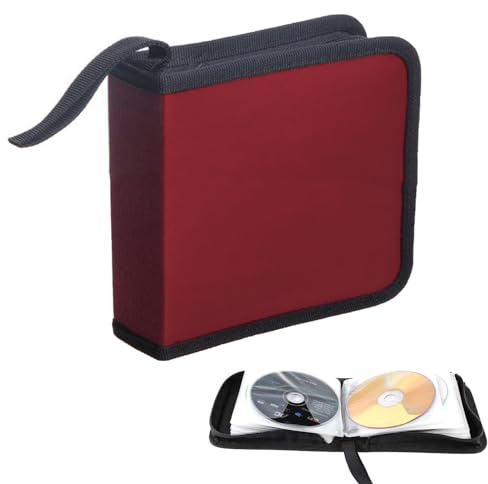 SVUPUE CD-väska, CD DVD-skivor förvaringsväska för 40 skivor, CD-förvaringsväska för bil och hem, röd