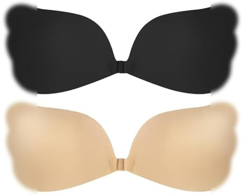 EIROVYA 2 Paires Soutien Gorge Adhésif,Soutien Gorge Invisible,Auto-adhésifs sans Bretelles Réutilisable Invisible Respirant Push-up sans Bretelles(B cup)