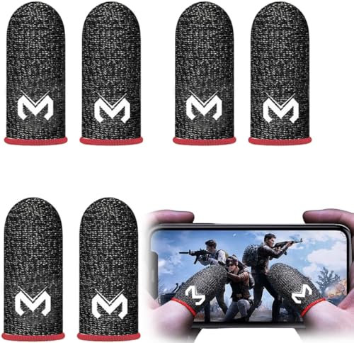SIOPPKIK 6 Pièces Gaming Finger Sleeves, PUBG Mobile Phone Game Sleeve Finger, Anti-Transpiration Respirant Finger Manches Écran Tactile Tir et Visée Sensibles