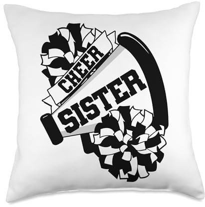 Cheer Sister with Megaphone and Pom Poms Throw Pillow