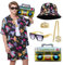 Maryparty 80s Fancy Dress Men 80s Costume Shirt Shorts Retro Tracksuit for Carnival Party Halloween (Style-4, XL)