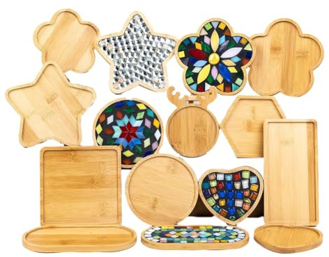 Nxyupv 10 Bases de Mosaico de Madera, Formas de Sustratos de Mosaico para Kits de Posavasos de Mosaico de Bricolaje, Adecuados para Manualidades Hechas A Mano