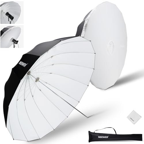 NEEWER 180cm Ombrello Softbox Parabolico Riflettente Fotografico con Diffusore Interno Bianco, Panno di Pulizia e Borsa, Sgancio Rapido per Luce Video Monoluce Flash Studio Fotocamera Treppiede, NS4U