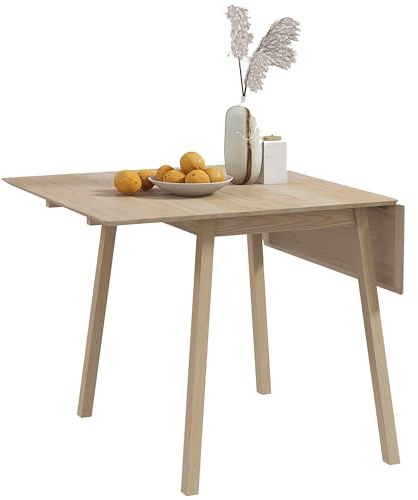 HOMCOM Table de Cuisine Pliable, 2 à 4 Personnes, Bois Naturel | Table à Manger Pliante, Plateau Rabattable en Bois
