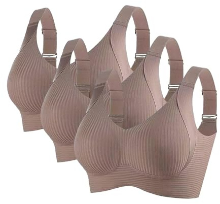 3 Piezas Sujetador Deportivo Mujer Alto Impacto Talla Grande Sujetador Sin Aros Push Up Bandolera Ajustable con Relleno Suaves Cómodo Sostenes de Mujer Sin Costuras Transpirable Sports Bra