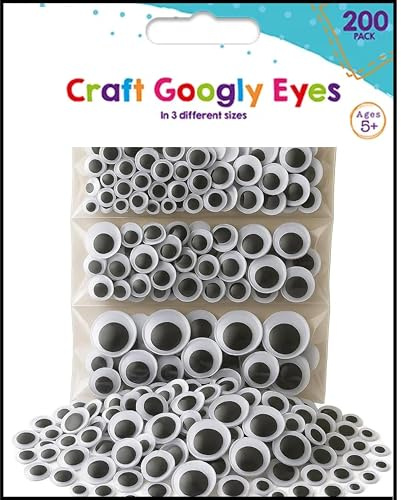 Hithika 200 Self-Adhesive Googly Eyes – Peel & Stick Wiggly Eyes for Kids Crafts – 3 Sizes (7mm, 10mm, 15mm) – Stick-On Eyes for Art, Scrapbooking, DIY Projects, Puppets, Toys, Decorations & More