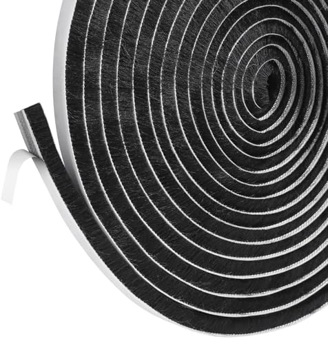 Inwee Joint Brosse 6M (L) x 9 mm (B) x 9 mm (D), Joint Porte Coulissante Autocollante, Anti-poussière, Anti-vent, Joint Fenetre Isolation Brosse Pour Fenetre Coulissante Pour Portes, Fenêtres – Noir