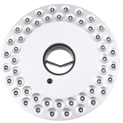 TEHAUX Lampada LED da Campeggio Portatile Argento Batteria, Facile da Appendere, Plastico Resistente, per Tende da Campeggio e Attività Outdoor