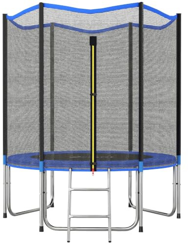 SPORTNOW Cama Elástica para Exterior Ø183 cm con Red de Seguridad | Trampolín, Escalera, Acolchado de Muelles, Marco de Acero Galvanizado, Carga 80 kg