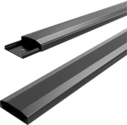 conecto Kabelkanal aus Kunststoff zum Kleben oder Schrauben inkl. 3M Klebeband, 50 cm, schwarz