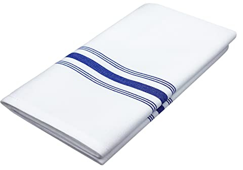 Beritle Bistro Restaurant Stripe Cloth Napkins Set of 12 Pack, Commercial Quality 18 x 22 Inches, MJS Linen Dinner Napkins Cloth Washable, Non-Iron, No Fade, Soil Release, Royal Blue Stripes