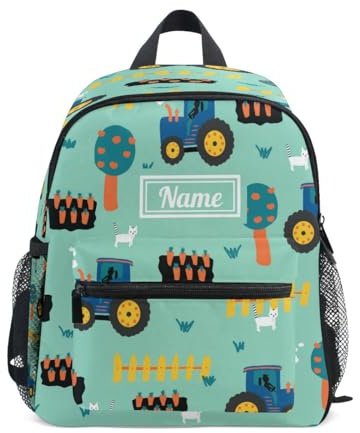 Tractors Seamless Kids Backpack, Toddler Backpack Preschool Bag Kindergarten Schoolbag Nursery Travel Bag for Girl Boy