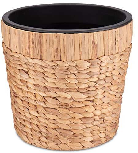 Decorasian 2er Set Blumentopf rund geflochten aus Seegras mit Kunststoffeinsatz zum bepflanzen - Pflanztopf - 2 x 34cm