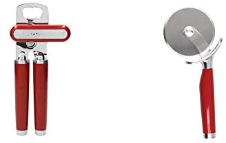KitchenAid Stainless Steel Tin Opener – Empire Red & Stainless Steel Pizza Cutter - Empire Red