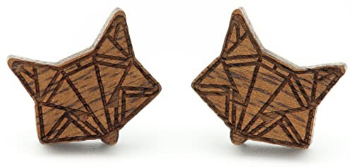 NaturSchatulle Holzschmuck Ohrringe Damen 12mm Fuchs Gravur Holzohrringe Stecker 925 Silber Ohrstecker Schmuck Nussbaum Holz