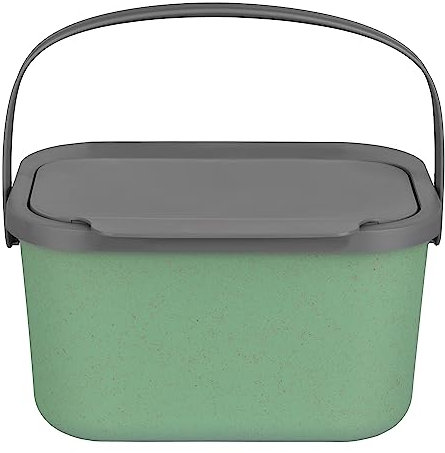 Go Practic Biomülleimer Küche 4,5L Komposteimer, Küchen Mülleimer, Grün/Grau mit Deckel, Bio für Obst und Gemüseabfälle, Bioabfallbehälter zur Trennung, Click-Funktion, Abfallbehälter zur Mülltrennung