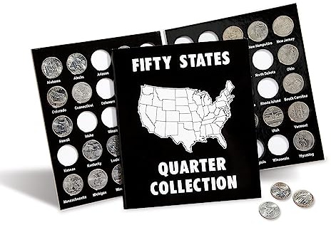 Current Collector 50 States Quarter Album - 1999-2009 Hard Cover United States Coin Collection Holder & Display Book, American History, Fun & Educational Currency Collection, 12-¾” x 7-½” Organizer