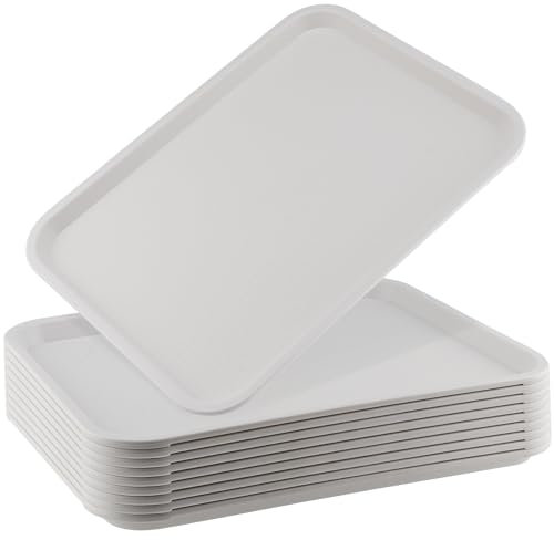 ZOENHOU Lot de 10 plateaux rectangulaires en plastique pour restauration rapide, 41,5 x 30,5 cm, blanc