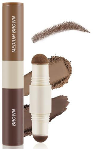 Boobeen Polvere per Sopracciglia a Doppio Colore, Timbro per Sopracciglia e Polvere per l'attaccatura dei capelli in un unico passaggio,impermeabile e a prova di sbavature