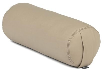 Bodhi Yoga Mini Bolster ECO | Ø 14 cm | 100% Bio-Baumwolle | Nackenrolle mit Buchweizenschalen | Yogabolster mit abnehmbarem und waschbarem Bezug | Yogarolle für Meditation | Light Taupe