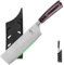 FULLHI Cuchillo Nakiri, Multi Color 7inch Cuchillo Japonés con funda, Acero Inoxidable Cuchillo Cocina Carne Verdura con Guarda (Madera Café)