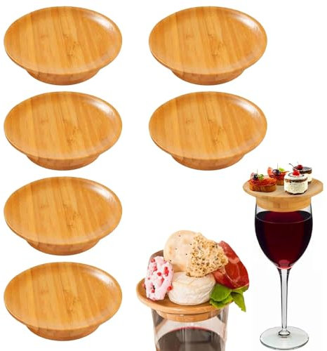 Sprießen 6 Pièces Wine Glass Topper - Décoration De Charcuterie avec Verre, Dessus En Bois Pour Appetizer Plates & Desserts