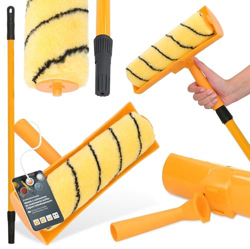 Rodillo Pintura 25 cm Mango Extensible 160-300 cm Barra Poste Telescópico Ajuste Brocha Antigoteo Paredes Techos Muros Pintar Renovación Multifunción