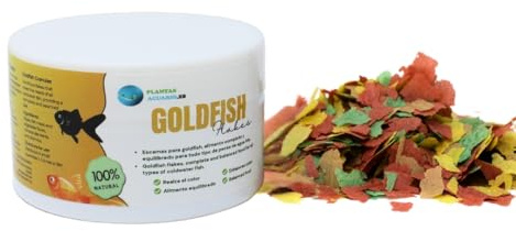 Goldfish Flakes Comida en Escamas para Peces de Agua fría, alimento Completo Natural, Dieta equilibrada para Todo Tipo de Peces de acuarios y Estanque de Agua fría, Plantasacuario 100 ml