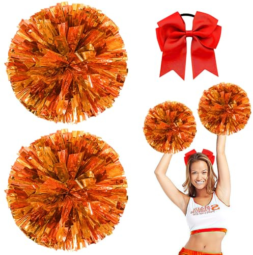 Nuyoah Cheerleader Pompons Pompoms Cheerleading 2Stk Cheerlead Pompon Pompom Cheerleading Pong Pongs Cheerleader Pom Poms Cheerleading Metallfolie für Sports Wettbewerb Karnevalspartys