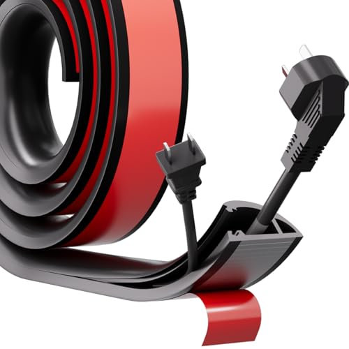 Black Cable Trunking Self Adhesive For 2-3 Electric Cables,Flexible Silicone Wire Covers Hider For Cables,Conduit Trunking,Floor Cable Cover Protector,TV Cable Hider For Wall,2m