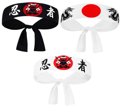 Bandeau de Karaté Japonerie 3 Pièces en Polyester, Style Japonerie