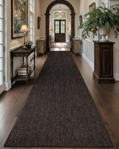 COLOR&GEOMETRY Tapis Anti-salissures d'intérieur 91 x 243 cm, Tapis Couloir, Tapis de Couloir antidérapant, Tapis de Couloir, Tapis de Cuisine, paillasson Long pour Couloir et Salon (Brun)