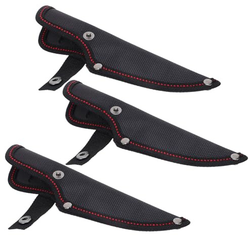 Cabilock Custodie per Coltelli Bottone Automatico Oxford Nero Set da 3 Protezione Lama Rinforzata 18,1x4,5 Cm per Cucina e Attività All'aperti