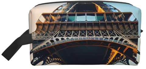 Borsa portaoggetti con stampa di meditazione yoga, borsa da viaggio per cosmetici, kit Dopp, organizer per articoli da toeletta, borsa portatile con cerniera, Foto Torre Eiffel di Parig, taglia unica