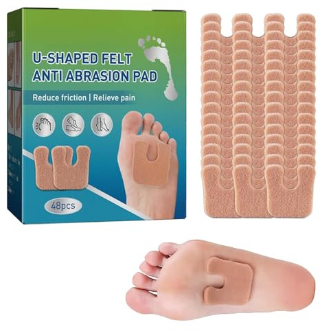 48 Pièces Coussins Callosités U,Coussinets en Forme de U au Talon,Coussinets Autocollants pour Soulager les Frottements,Protecteurs Anti-Friction Réduire Douleur Pied et Talon,pour Hommes et Femmes