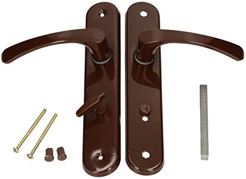 KOTARBAU® Juego de manillas para puerta de baño, Manilla con pestillo, Placa larga, 90 mm, Manillas de aluminio - marrón, 2 Manetas con cierre, Manijas diseño clásico, Kit de montaje incluido