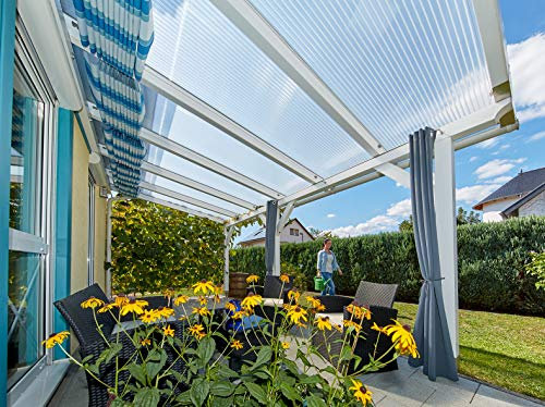 Acrylshop24 Terrassendach Terrassenüberdachung Carport Komplettset Polycarbonat 16/32 Farblos Stegplatten Tiefe:2000mm|Breite:3090mm - Mehrere Maße verfügbar