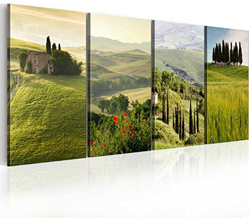 B&D XXL - Tableau Acoustique 160x60 cm 4 Parties - Décoration Murale Anti-Bruit Isolation Phonique Bureau Chambre Panneau Insonorisant Impression sur Toile - Paysage Natur Toskana 030213-25