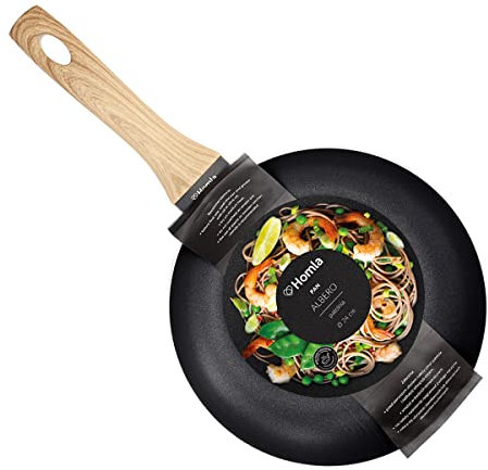 HOMLA Albero Pfanne - für Induktionskochfelder, Elektroherde, Gaskochfelder, Cerankochfelder - Aluminiumpfanne mit Antihaftbeschichtung - Soft Touch Griff - Durchmesser 24cm