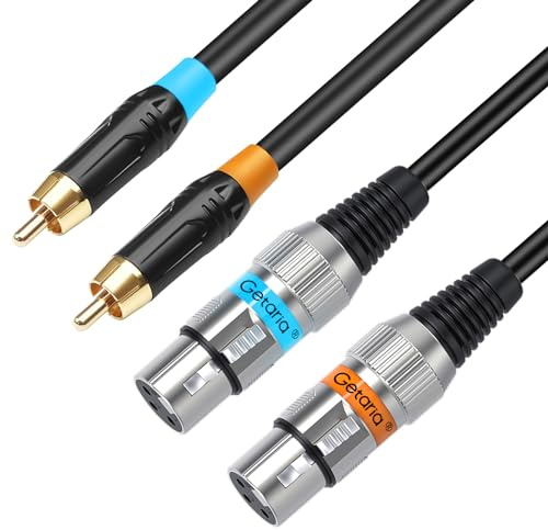 Getaria Dubbel RCA till XLR-kabel, 2 RCA till 2 XLR hane, HiFi, stereoljudkabel för mikrofon, vägkabel (FEMALE, 1,5 m)