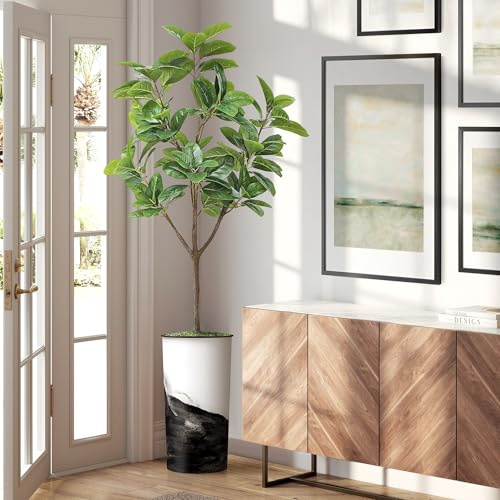 Artificial Tree in Contemporary Planter, Fake Rubber Silk TRE for Indoor and Outdoor Home Decoration - 70 Overall Tall (Plant Pot Plus Tree)