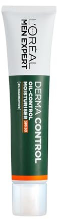 L'Oréal Men Expert Derma Control Oil-Control Moisturiser SPF30, Daily Face Hydration & UV Protection, Reduces Imperfections, For Oily Skin, 40ml