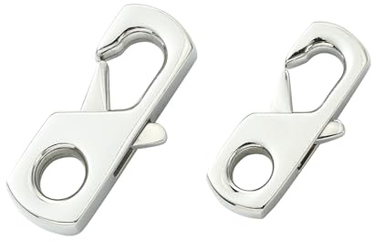 Stiesy 2 Pcs 2 Styles Lobster Clasp 316 Surgical Stainless Steel Cuban Chain Flat Buckle Cuban Link Clasps Jewelry Clasps End Caps for Bracelet Jewelry Making Supplies